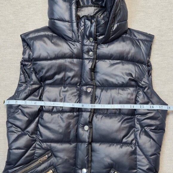 Zara Trafaluc Womens Blue Hooded Puffer Vest Snap Zip Pockets Insulated Sz Small - Picture 11 of 16